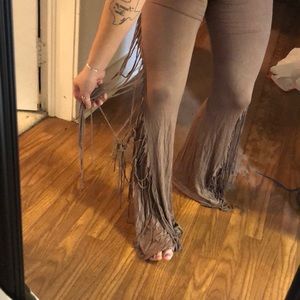 Light brown fringe pants
